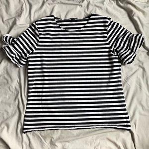 J-Crew Striped Shirt with Ruffle Sleeves